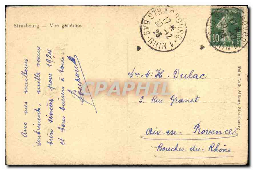 CPA Bonne Annee Strasbourg — Rückseite