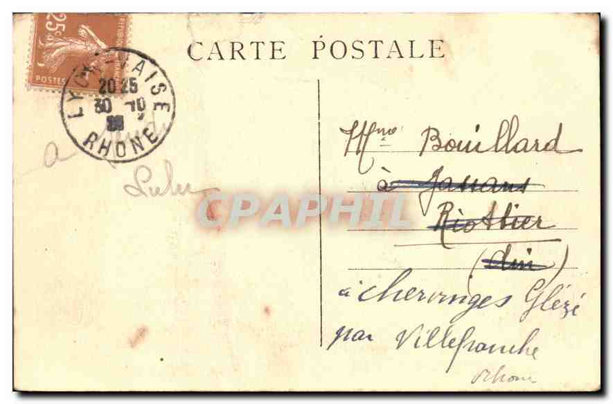 CPA Lyon Place des Terreaux et L'Hotel de Ville  — Rückseite
