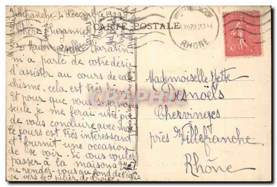 LYON - Place des Cordeliers et Rue Grenette — Ideal, n°28 — Verso