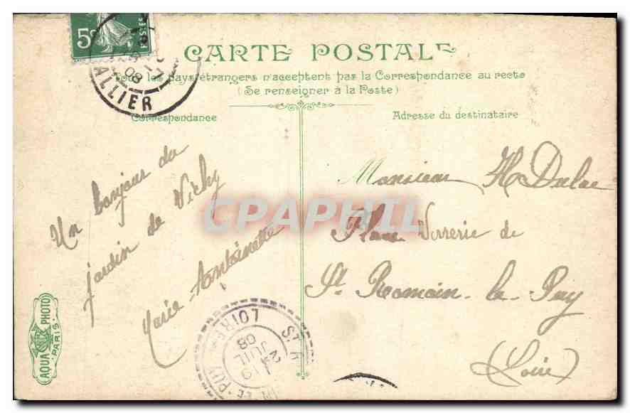 CPA Vichy Le casino vue de face — Rückseite