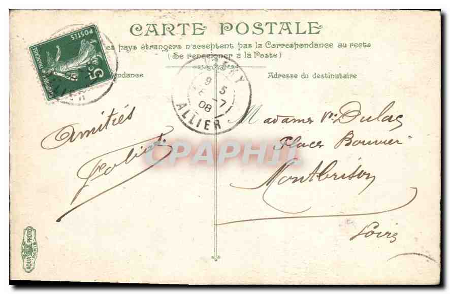 CPA Environs de Vichy Entree de la Grotte de l'Ardosiere  — Rückseite