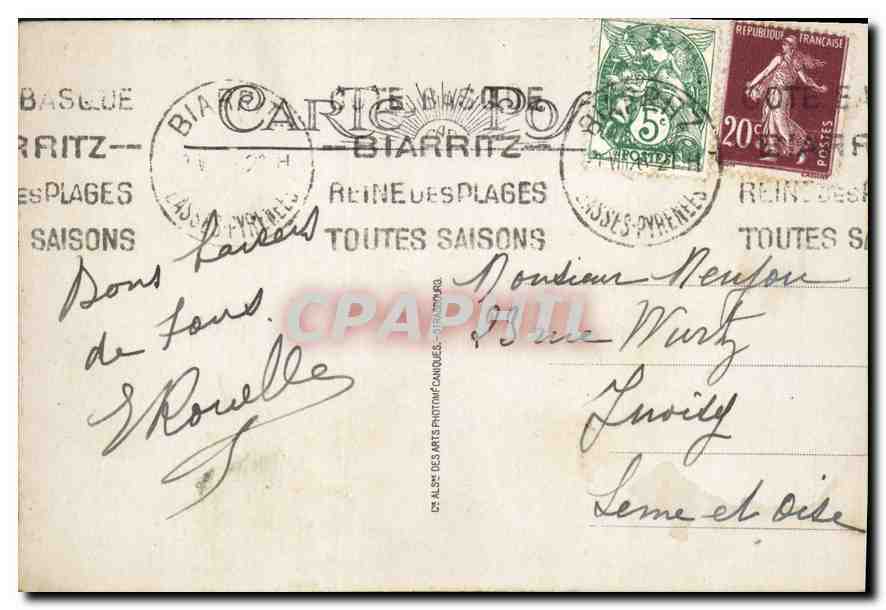 CPA Biarritz Les Rochers de la Villa Belza  — Rückseite