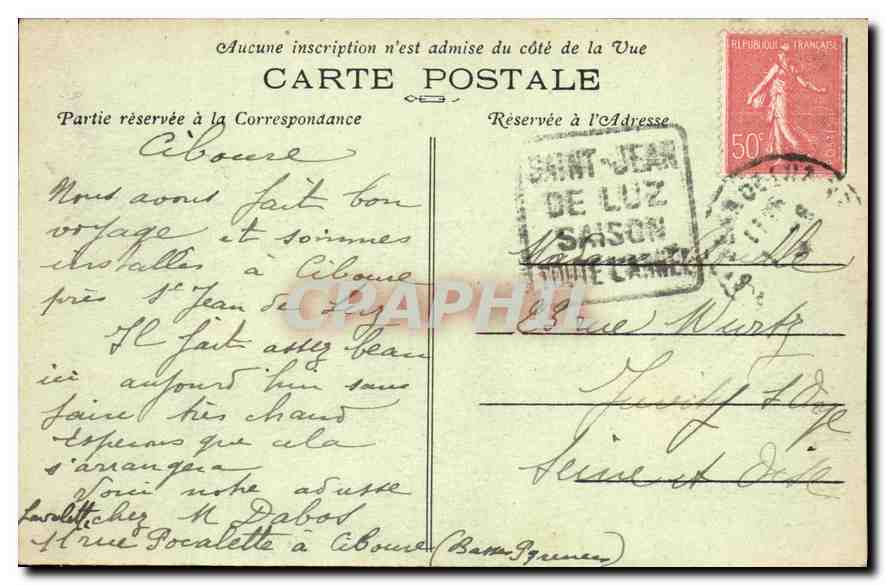 CPA Saint Jean de Luz Un coin de la Plage la Jetee et le Boulevard Thiers  — Verso