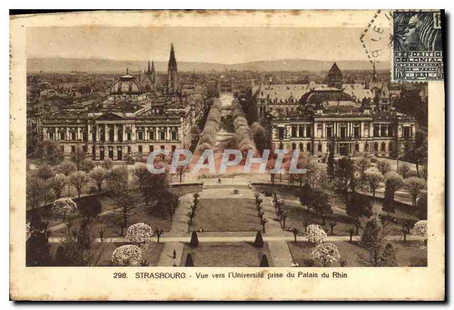 CPA Strasbourg Vue vers l'Universite prise du Palais du Rhin 
