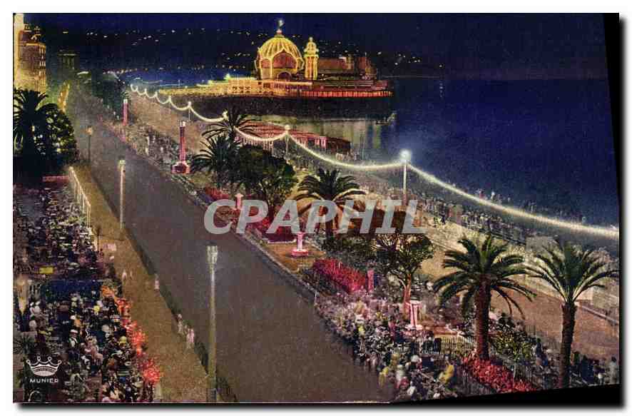CPA Nice Feerie Nocturne Promenade des Anglais et Jetee Promenade 