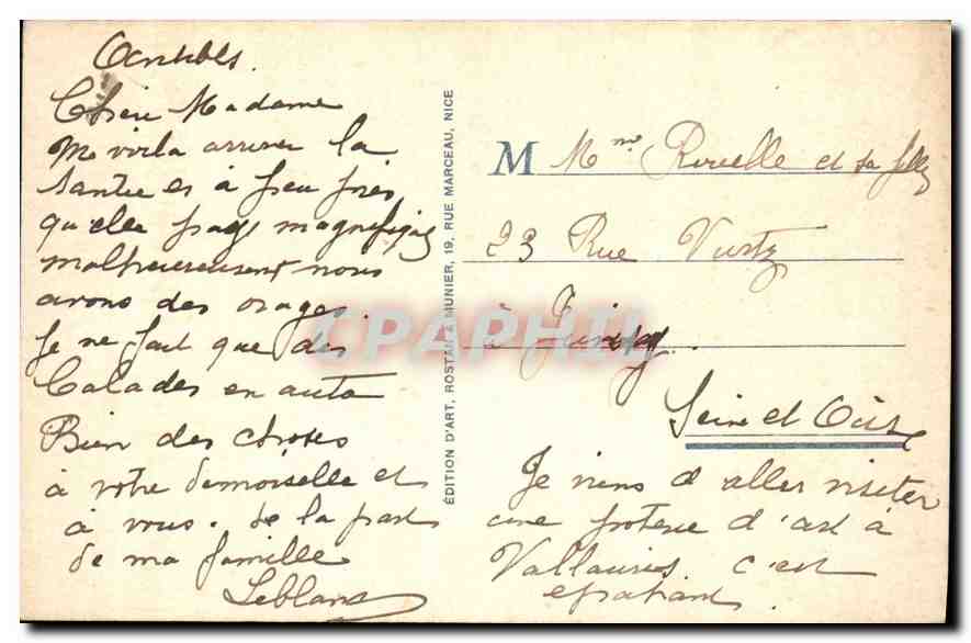 CPA Antibes Le Cap Pavillon Eden Roc  — Verso