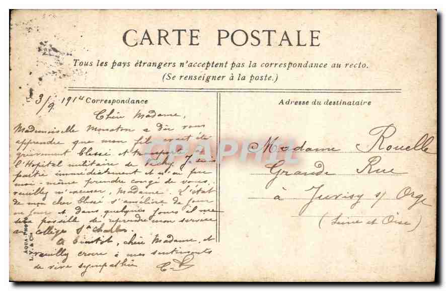 CPA Vichy L'Hotel Sevigne  — Rückseite