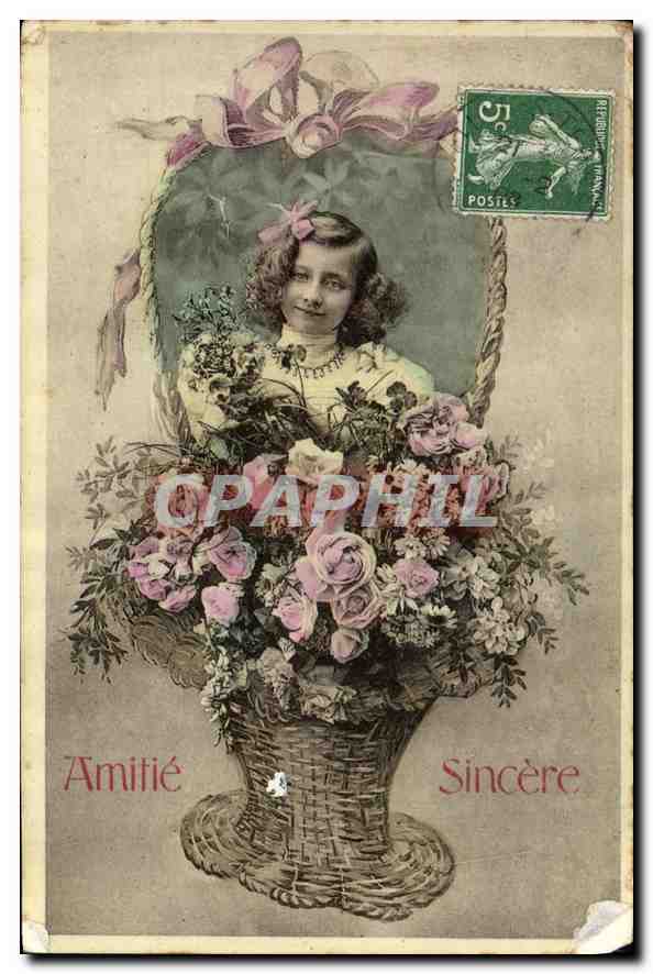 CPA Amitie Sincere Enfant Fleurs