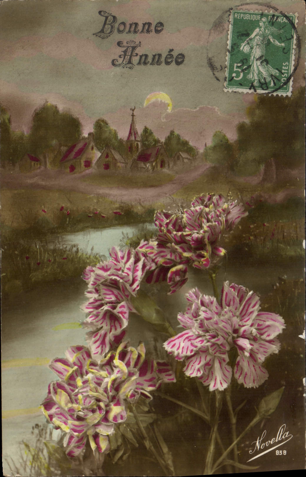 CPA Bonne Annee Fleurs