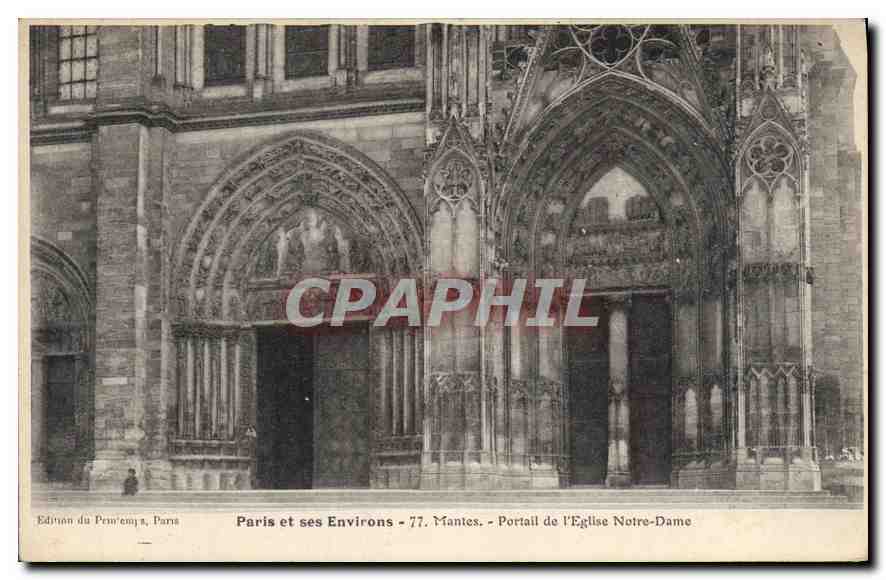CPA Paris et ses Environs Mantes Portail de l'Eglise Notre Dame 