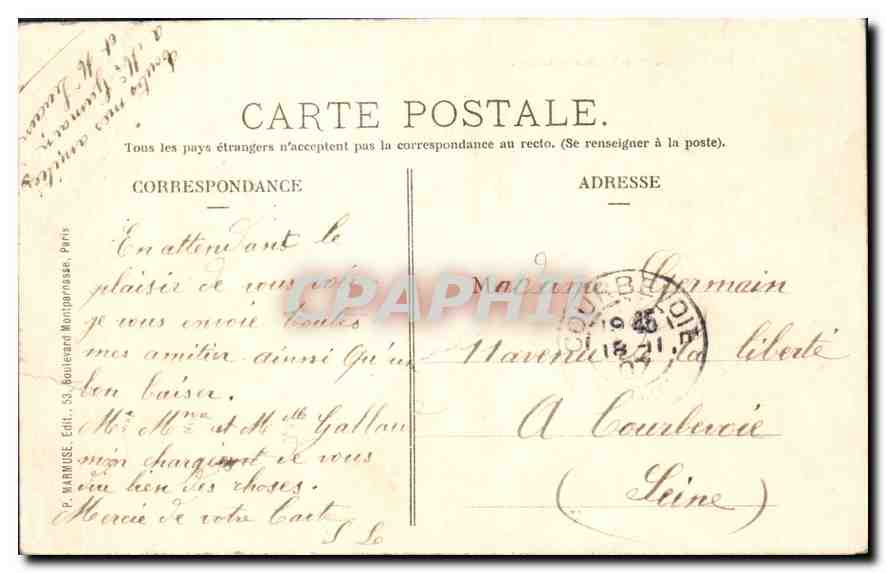 Meudon — L'Observatoire — P. Narmuse, Edt. 53, boulevard Montparnasse, Paris — Verso