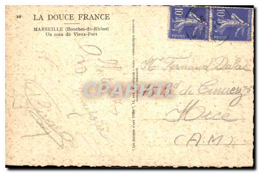 CPA Marseille Bouches du Rhone Un coin du Vieux Port Bateaux — Rückseite
