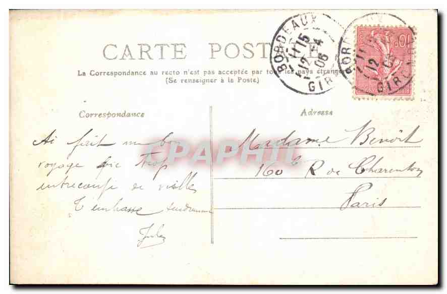CPA Bordeaux La Rade Vue generale  — Verso