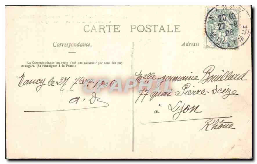 CPA Nancy La Porte Neuve ou Porte Desilles a l'entree de la Rue de Metz  — Rückseite
