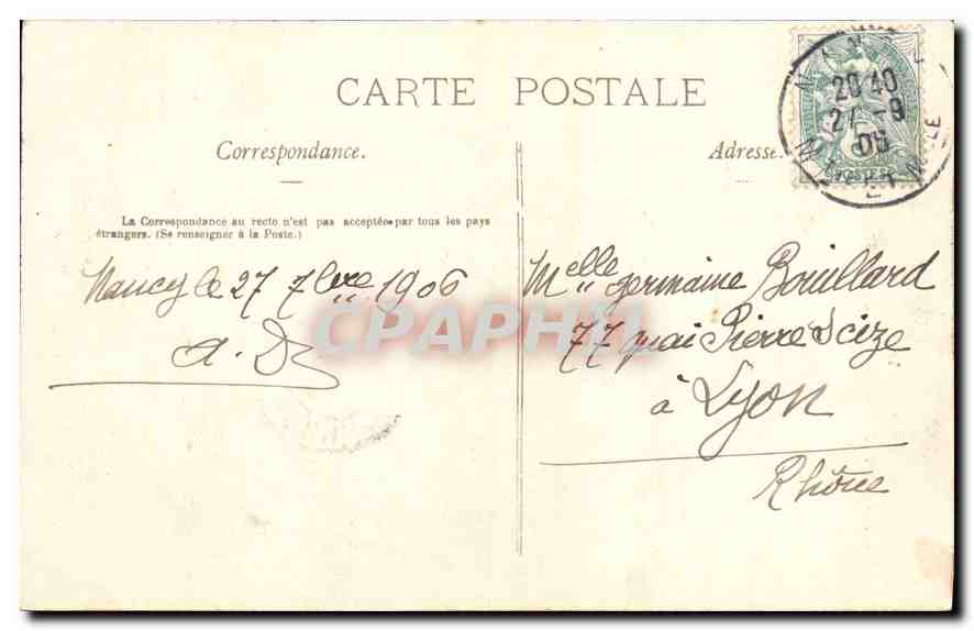 CPA Nancy Exterieur de la Porte Saint Nicolas  — Rückseite