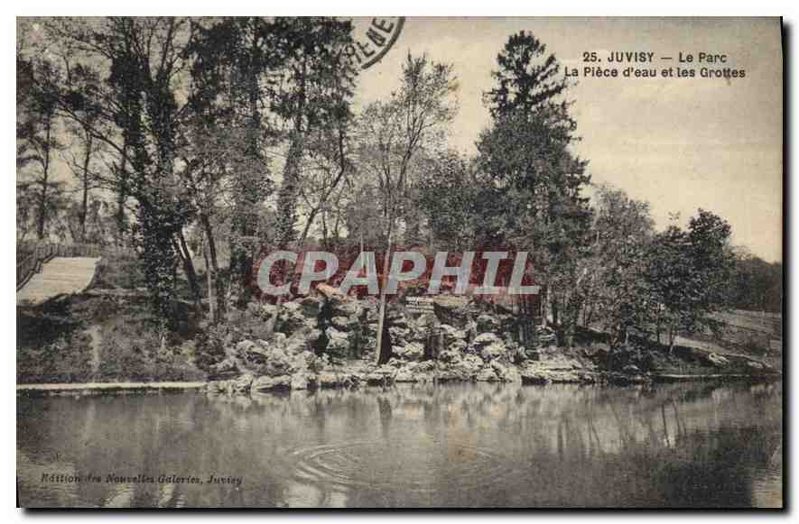 CPA Juvisy Le Parc La piece d'eau et les Grottes 