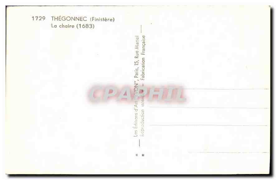 CPA Thegonnec Finistere La chaire 1683  — Rückseite
