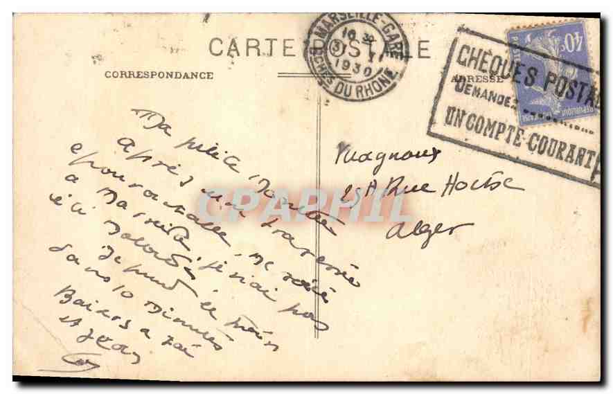 CPA Marseille Le Cours St Louis  — Back