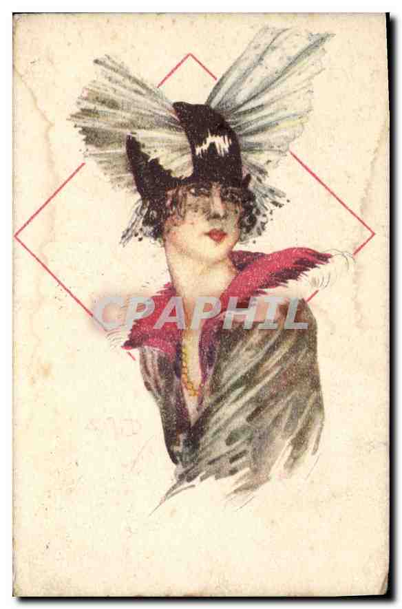 Woman in a feathered hat — illustration — Pittore A. Bruno, N. 106