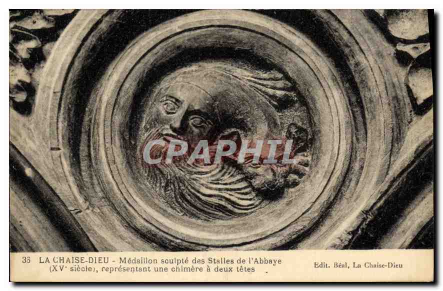 CPA La Chaise Dieu Medaillon sculpte des Stalls de l'Abbaye 