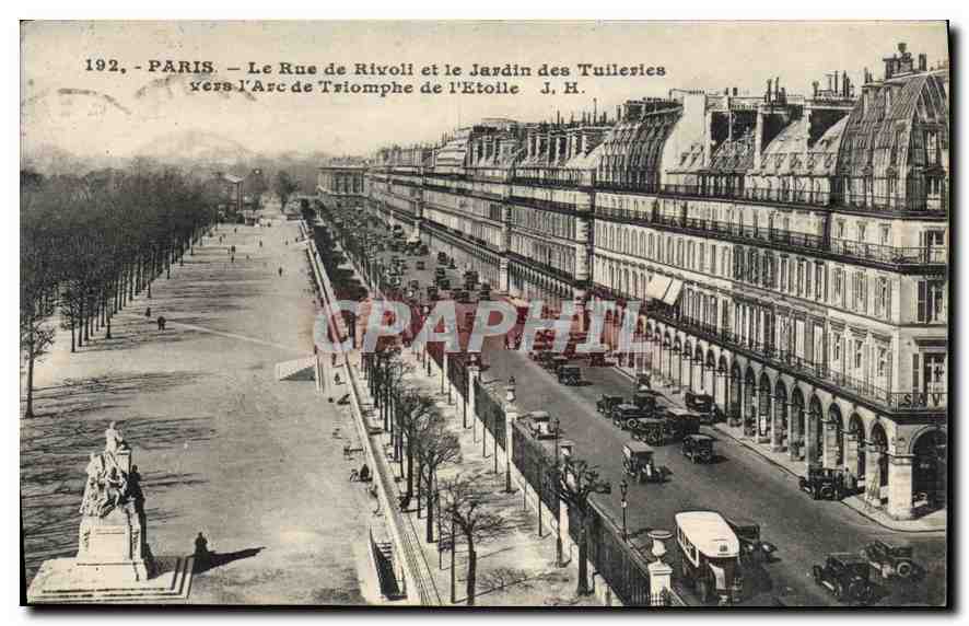 CPA Paris le Rue de Rivoli et le Jardin des Tuileries vers l'Arc de Triomphe de l'Etoile 