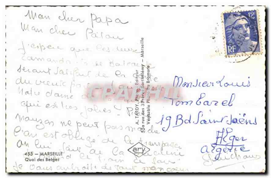 CPA Marseille Quai des Belges  — Rückseite