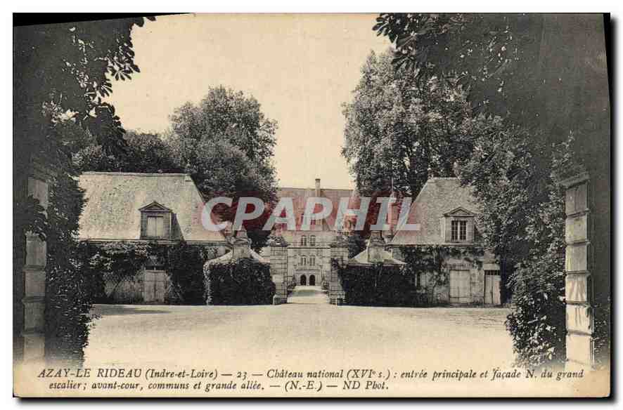 CPA Azay le Rideau Indre et Loire Chateau national entree principale et facade N du Grand escalier 