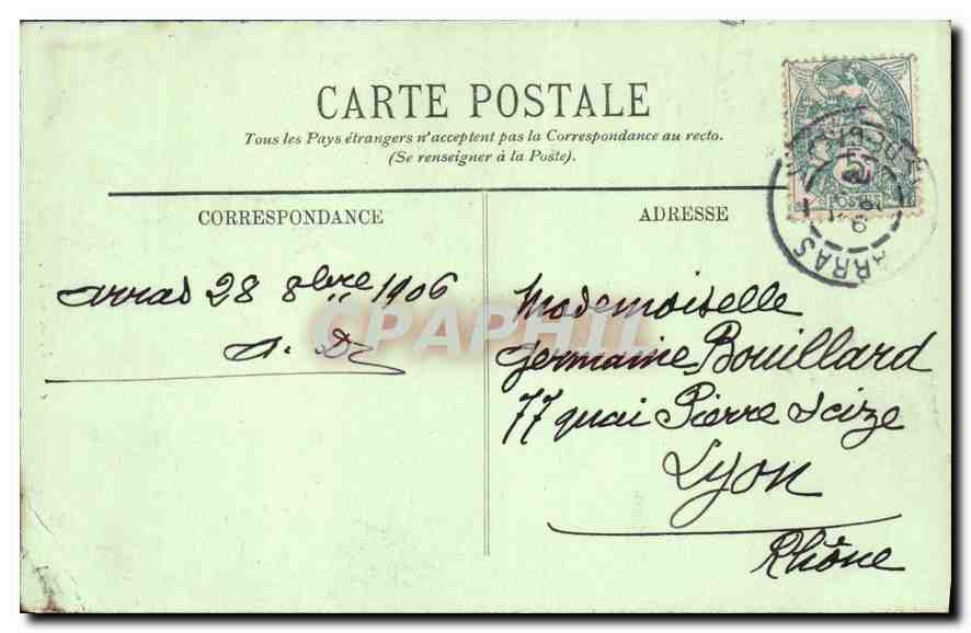 CPA Arras L'Hotel de Ville  — Rückseite