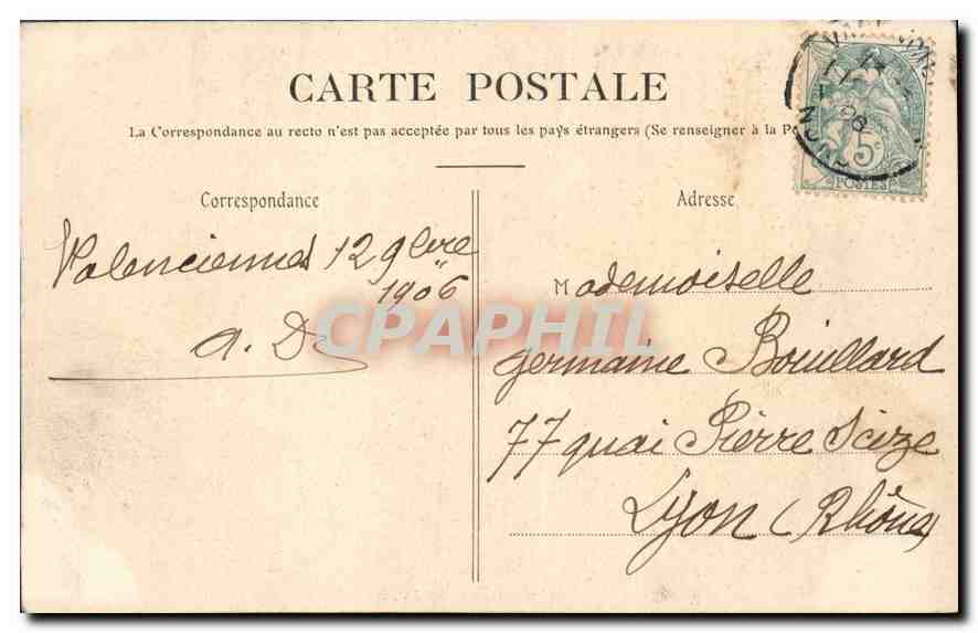 Valenciennes — L'Hôtel de Ville — éditeur anonyme, n° 44 — Verso