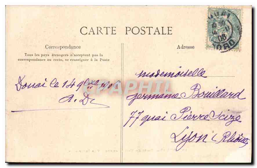 Douai — Porte de Valenciennes — Vue Intérieure — Lauevret, Douai — Cliché J. D. — Verso