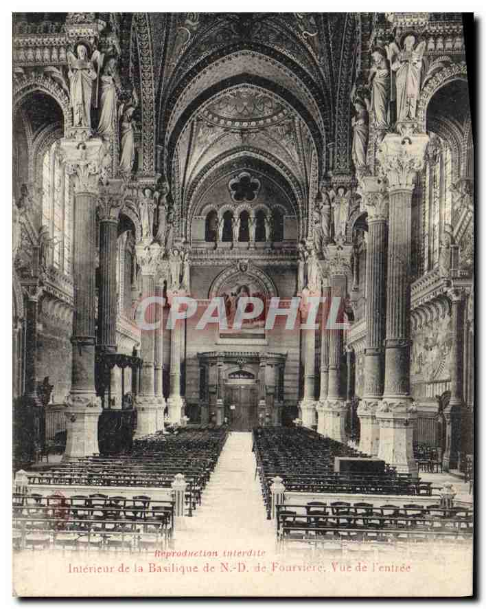 CPA Interieur de la Basilique de ND de Fourviere Vue de l'Entree Lyon