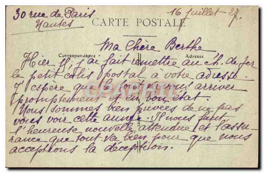 CPA Nantes Place de la Rotonde et Place de la Duchesse Anne  — Verso