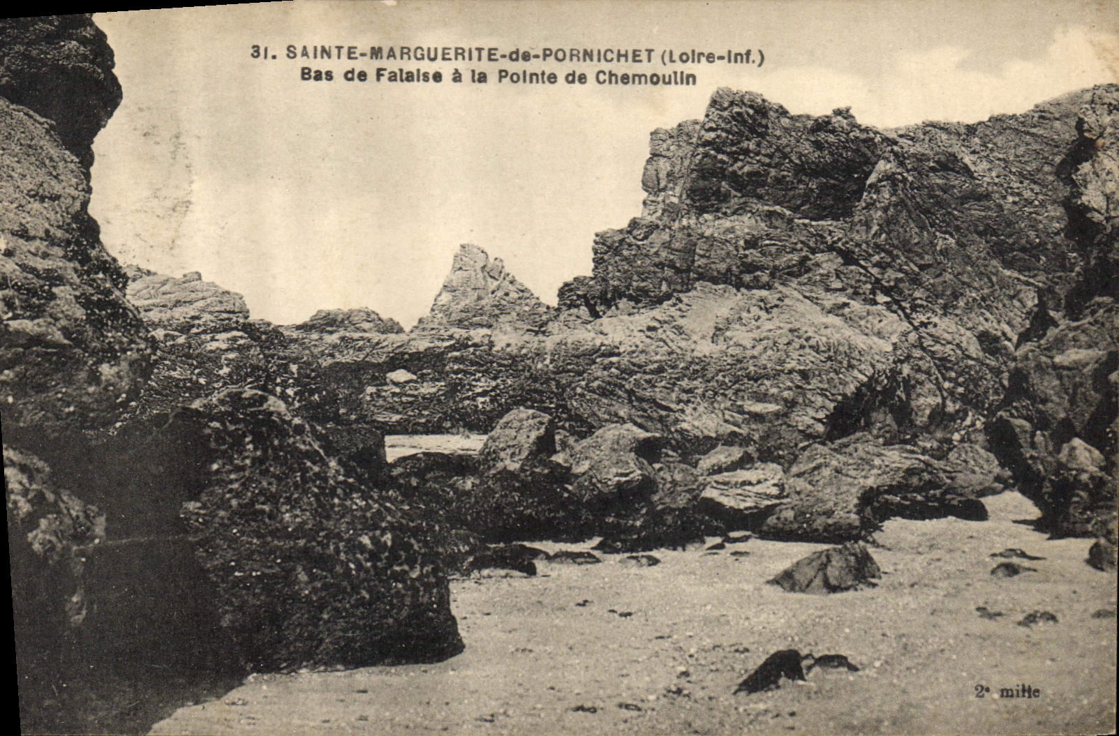 Sainte-Marguerite-de-Pornichet (Loire-Inf.) — Bas de Falaise à la Pointe de Chemoulin — F. Chapeau, Imp. Nant. (2e mitte)