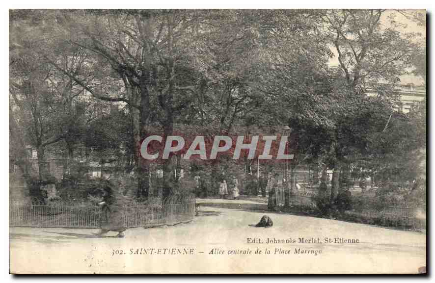 Saint-Étienne — Allée centrale de la Place Marengo — Edit. Johannes Merlat, St-Etienne