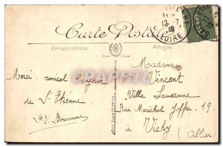 Saint-Étienne — Place Dorian et l'Hôtel de France — LL. — Verso