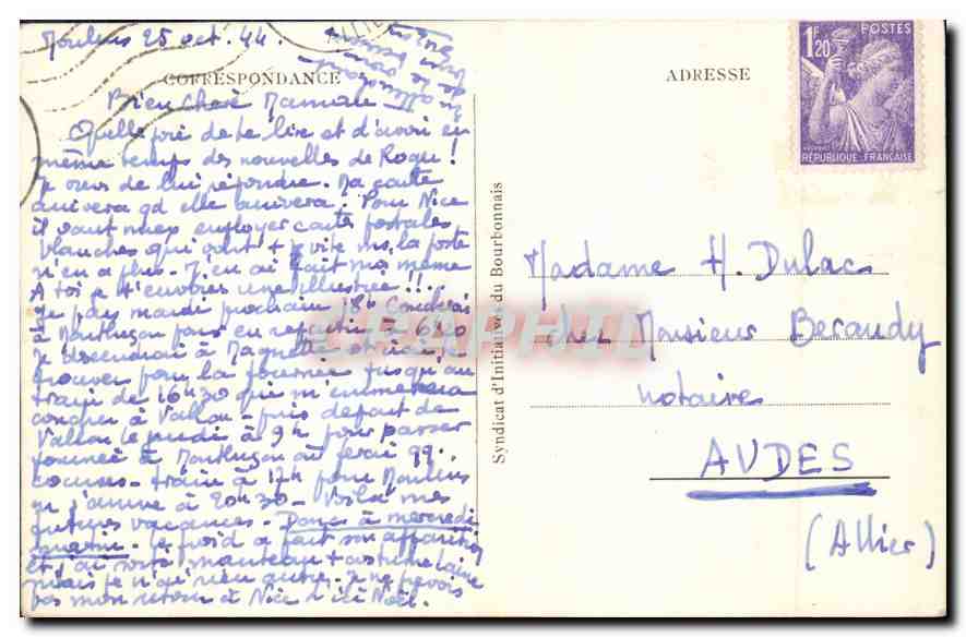 CPA Cat de Moulins Vite de la Vierge au trone  — Verso