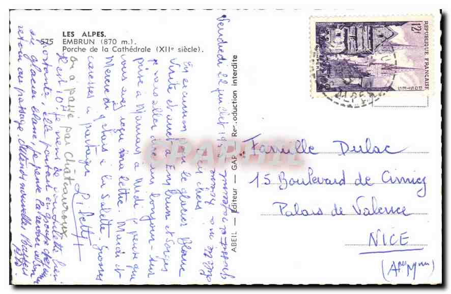 CPA Les Alpes Embrun Porche de la Cathedrale  — Rückseite