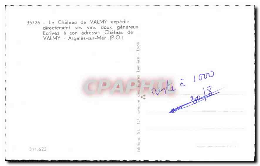 CPA Le Chateau de Valmy expedie directement ses vins doux genereux  — Rückseite