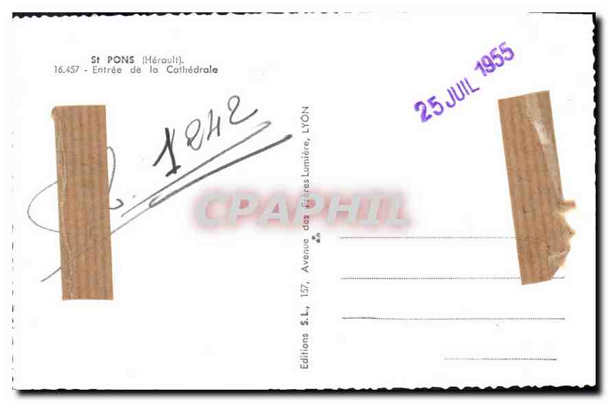 CPA St Pons Herault Entree de la Cathedrale  — Back