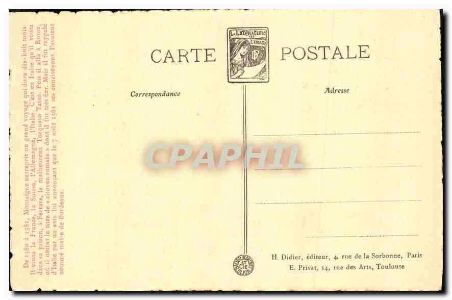 CPA Montaigne en Images Montaigne visite Le Tasse son cachot d'apres le tableau de Granet Musee de M — Verso