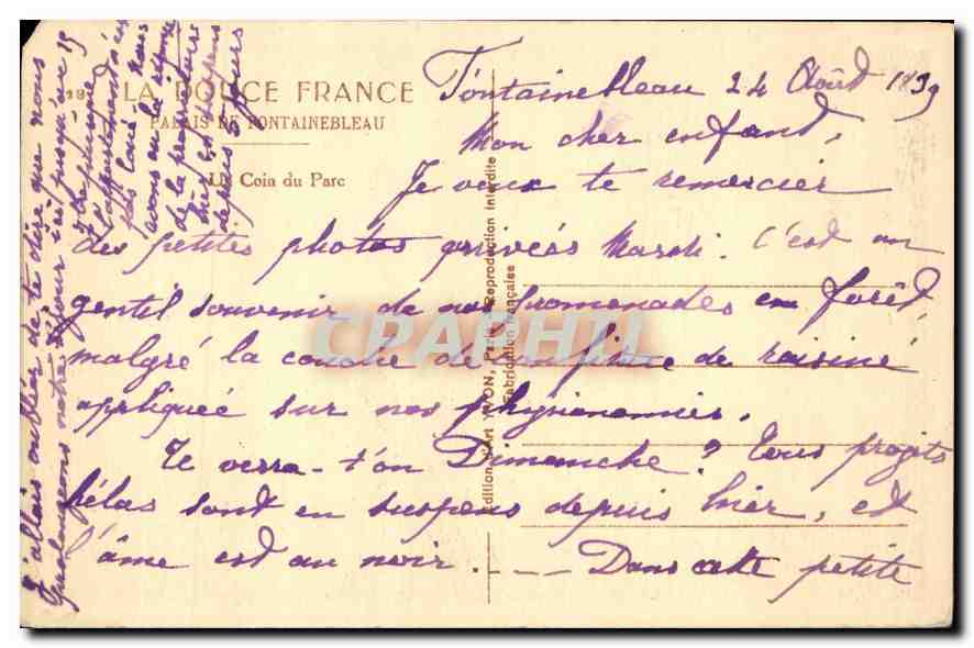 Fontainebleau — Il angolo del parco — Editore: La Police France — Verso