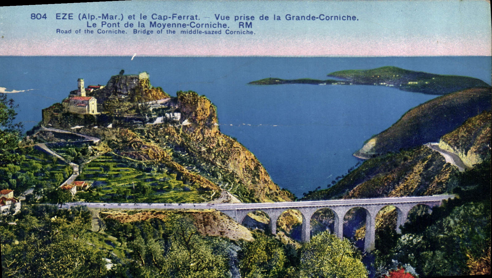 EZE (Alp.-Mar.) et le Cap-Ferrat — Vue prise de la Grande-Corniche — RM