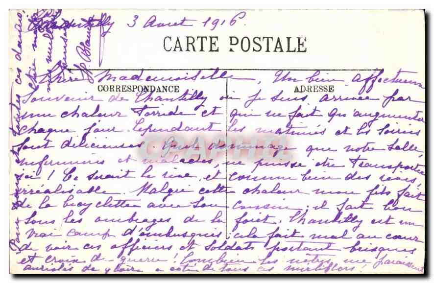 CPA Chateau de Chantilly La Chateau vu du Parc  — Rückseite