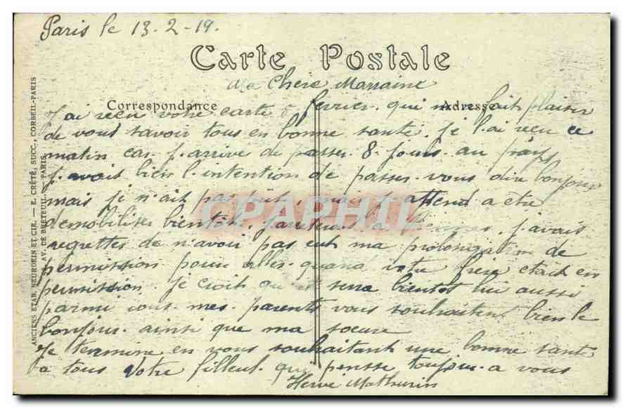CPA Paris La Place de la Republique  — Rückseite