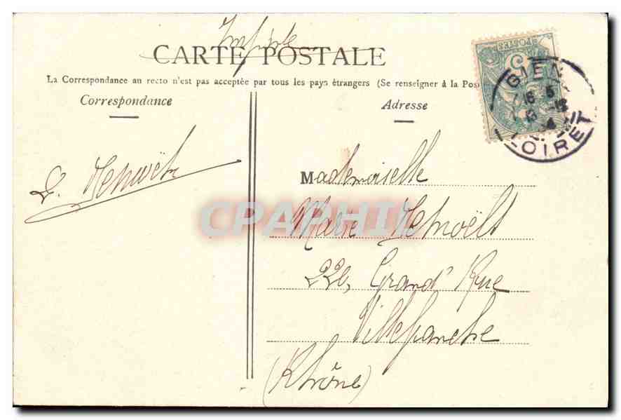 CPA Gien Loiret Vue generale  — Rückseite