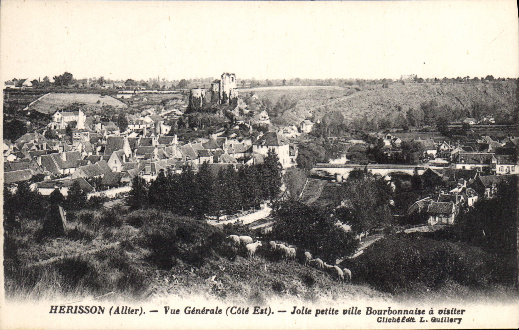 CPA Herisson Allier Vue Generale Cote Est Jolie petite ville Bourbonnaise a visiter 