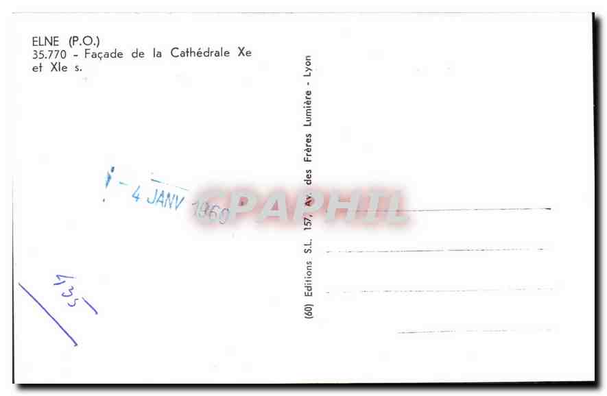CPA Elne PO Facade de la Cathedrale Xe et Xle  — Rückseite