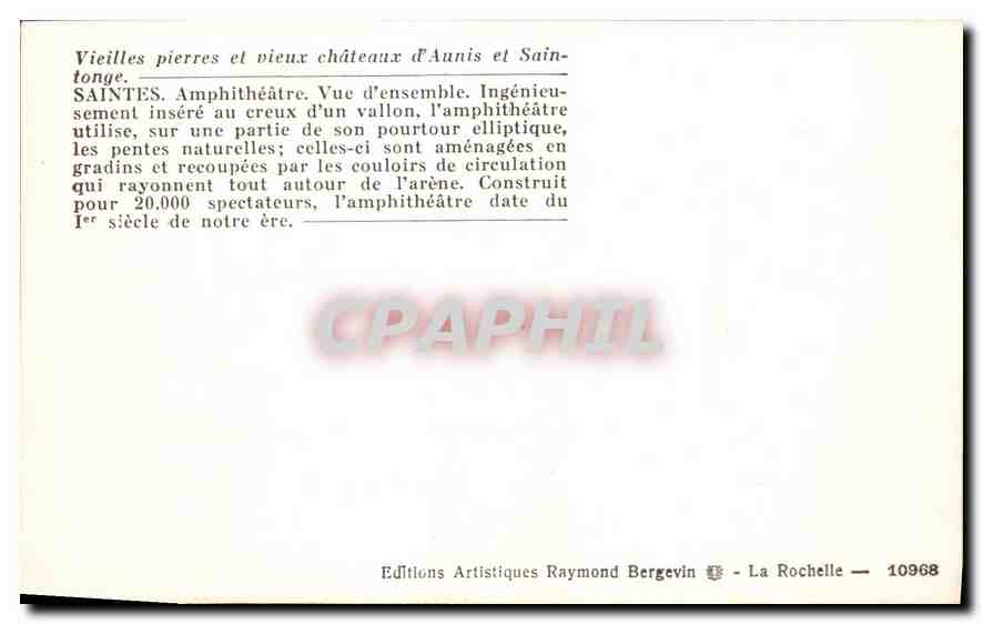 Saintes — Amphithéâtre romain — Éditions Artistiques Raymond Bergevin — Rückseite