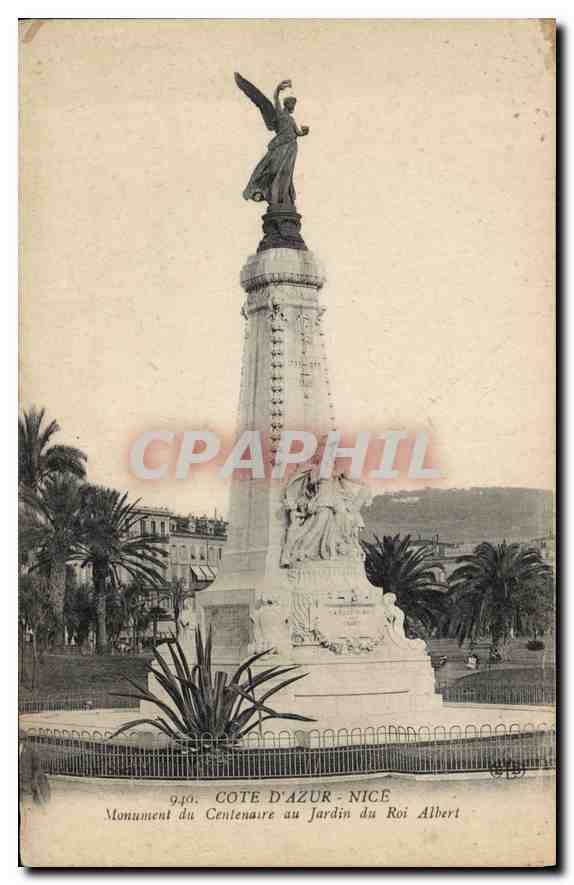 CPA Cote d'Azur Nice Monument du Centenaire au Jardin du Roi Albert 