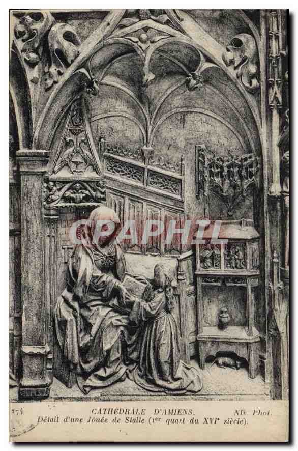 CPA Cathedrale d'Amiens Detail d'une Jouee de Stalle 